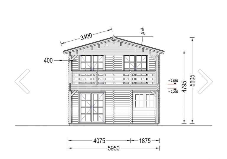 Log Cabin House TOULOUSE (44mm+44mm, insulation + BRF) 100m² - £74,053 @ Quick-Garden