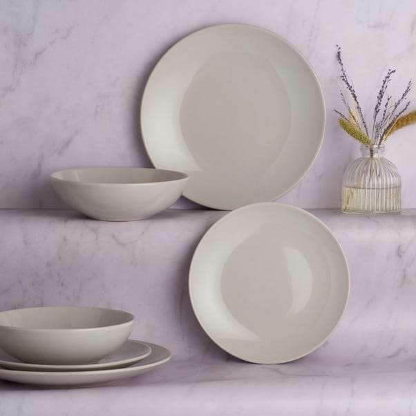16 Piece Grey Stoneware Dinner Set - Also in Lilac £12.50 + Free Click & Collect at Dunelm