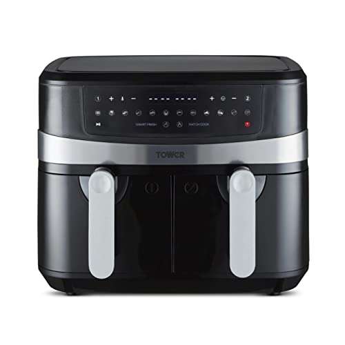 Tower T17088 Vortx 9L Dual Basket Air Fryer with 10 One-Touch Presets, 2600W Power, Black - £129.56 @ Amazon