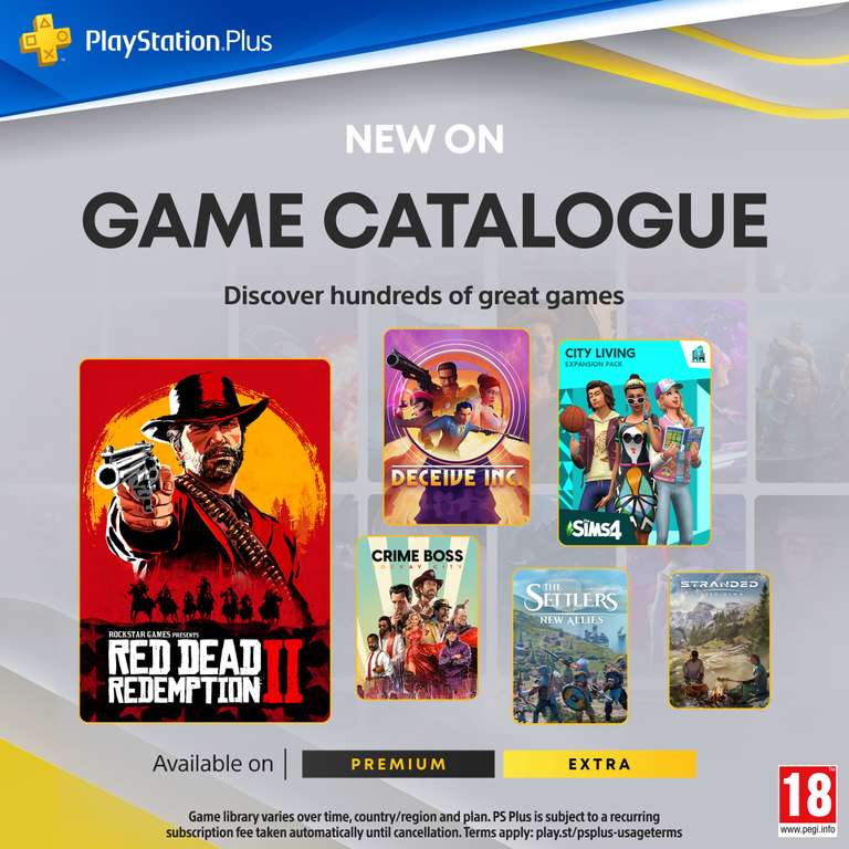 PS Plus Game Catalogue (May) - Red Dead Redemption 2, Deceive Inc., Crime Boss: Rockay City and more