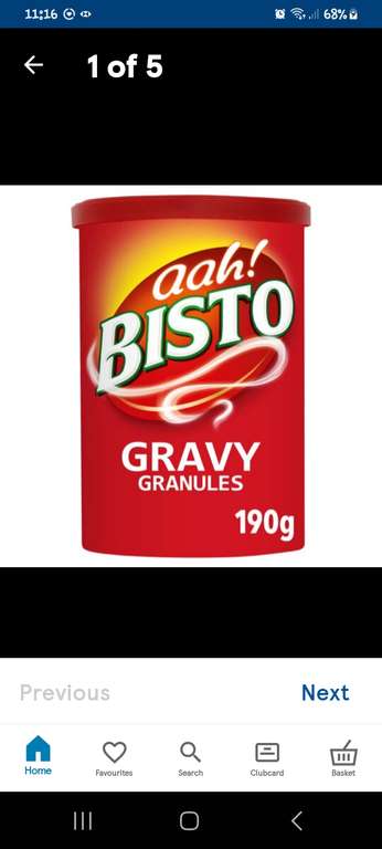 Bisto Gravy 190g £1.75 Clubcard price @ Tesco