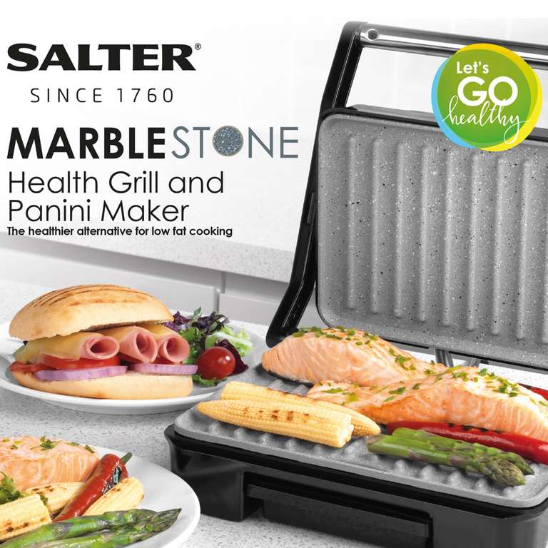 Salter EK2009 Marblestone Health Grill. Electric Non-Stick Griddle Plates. 750 W, Floating Hinge, Automatic Temperature Control £26 @ Amazon