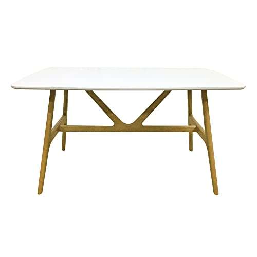 Bo Living Dining Table, Rubberwood and MDF veneers, White, Oak, One