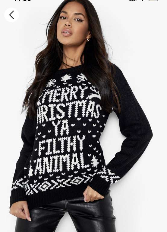Womens’s Filthy Animal Christmas Jumper 4 colours - £10.50 + free delivery with code, sold & dispatched by Boohoo @ Debenhams