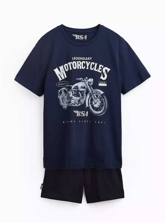 Navy Motorbike Graphic Shortie Pyjamas - Free C&C