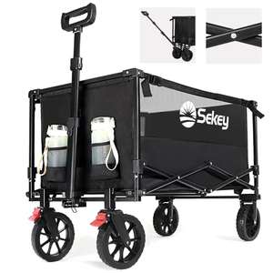 Sekey Folding Wagon with 220LBS Large Capacity Collapsible with Adjustable Handle & Drink Holders - sold & supplied by Uking Online