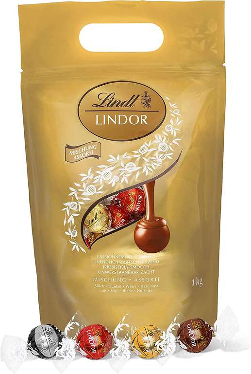 Lindt Lindor Assorted Chocolate Truffles Bag - approx. 80 Balls, 1kg - Assortment £16.67 with voucher / £15.42 via Subscribe & Save @ Amazon