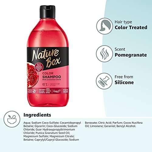Nature Box Colour Shampoo (385ml) for Coloured Hair, Made with Cold-Pressed Pomegranate Oil (£1.57/£1.40 on S&S) + 10% off 1st S&S