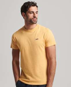 Superdry Mens Organic Cotton Essential Micro Logo T-Shirt Yellow Marl £8 @ Superdry
