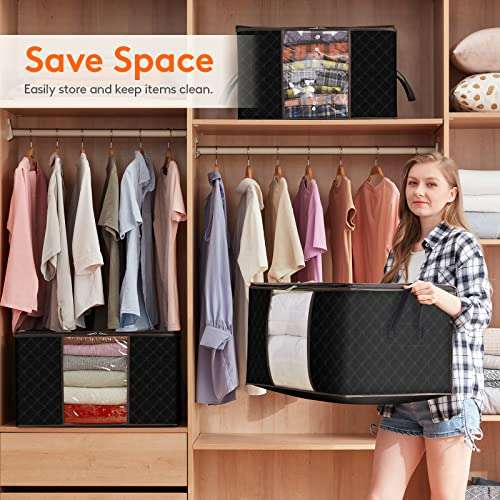 Lifewit 90L Clothes Storage Bags Large Storage Box With Lid 6 pack - w/ Voucher & Code, Sold By Lifewit Home UK FBA