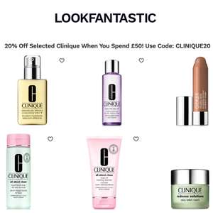 20% Off Selected Clinique Products When You Spend £50 With Promo Code + Free Delivery