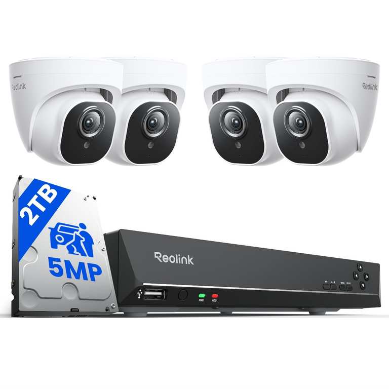 Reolink PoE CCTV Camera Systems Outdoor 5MP, 8CH PoE NVR with 2TB HDD