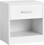 Vasagle Bedside Table with Drawer (Beige & White / White) W/Code