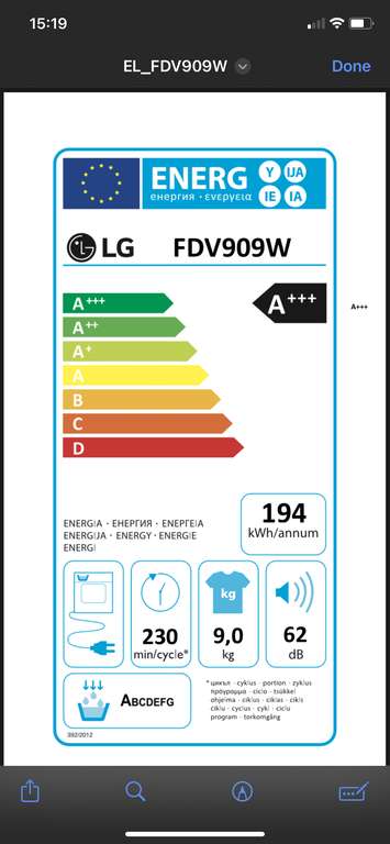 LG Eco Hybrid FDV909W 9kg Heat Pump Tumble Dryer | A+++ | White £949.98 / £930.98 (Members) + £100 cashback @ LG Electronics