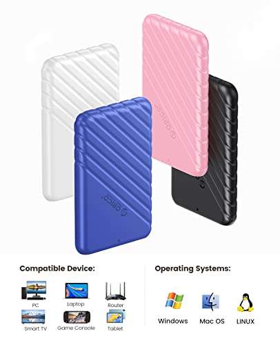 ORICO USB C Hard Drive Enclosure with USB C to C Cable for 2.5 inch SATA SSD HDD 6Gbps £5.99 Sold by ORICO Official Dispatched from Amazon