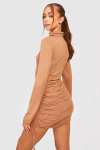 boohoo Roll Neck Ruched Bodycon Dress Now £5 + Free Delivery Code