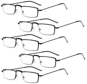 Eyekepper 5-Pairs Straight Thin Stamped Metal Frame Reading Glasses Men Women Half-Eye Style Readers Eyeglasses - Sold by Eyekepper FBA