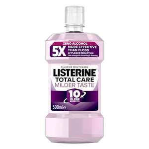 Listerine Total Care Milder Taste (Zero Alcohol) Antibacterial Mouthwash 500ml (£2.30 with Subscribe And Save)