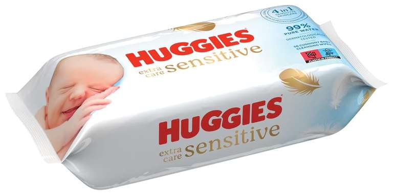 Huggies Pure Extra Care Baby Wipes - 8 x 56 wipe Packs - Fragrance Free for Sensitive Skin - 99 Percent Pure Water (£5.65 - £6.65 with S&S)