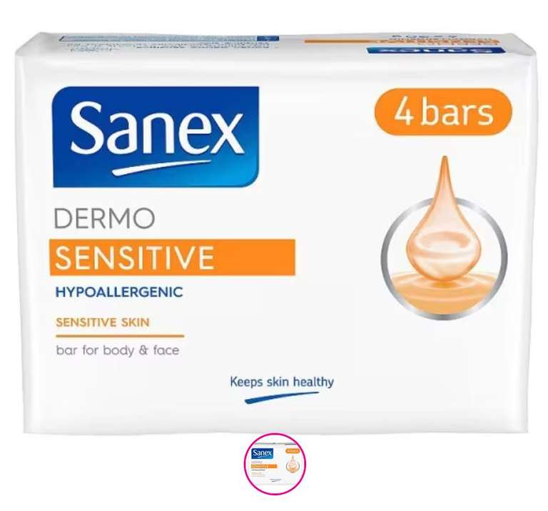 Sanex Dermo Hypo-Allergenic Sensitive Soap Bar 4 pack: £1.50 + Free Click & Collect @ Superdrug