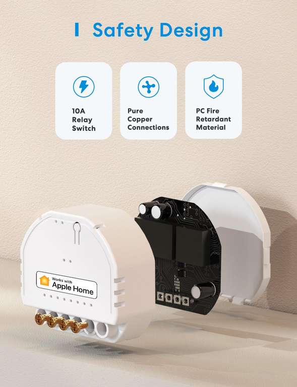 Meross Smart Light Switch Module, DIY Wall Switch Module, Wireless Relay Smart Switch 2 pack with voucher