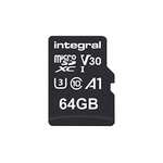 Integral 64GB Micro SD Card 4K Ultra-HD Memory Microsdxc Up To 100MB/S V30 UHS-I U3 £5.03 @ Amazon