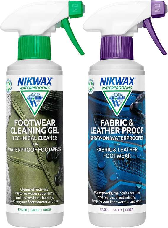 Nikwax Shoes Cleaning Gel + Fabric & Leather Proof 2x300ml Spray Bottle - £9.99 @ Amazon sold by Nikwax