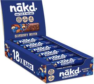 Nakd Blueberry Muffin Natural Fruit & Nut Bars - Vegan - Gluten Free - Healthy Snack, 35 g (Pack of 18) - £7.87 @ Amazon