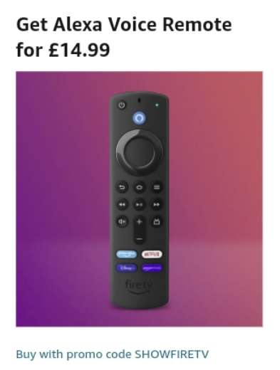 Alexa Voice Remote (3rd generation) with TV Controls £14.99 with code from Amazon.co.uk (invitation only)