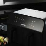 Petra PT4750BLK 7.4L Dual Air Fryer, Adjustable Temperature, Digital LED Display, 6 Presets and 60-Minute Timer, 2400W.