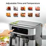 Geepas 10-In-1 Dual / Double Basket Vortex Air Fryer 9L 2600w + Free Recipe E-Book - 2 Year Warranty - Delivered With Code