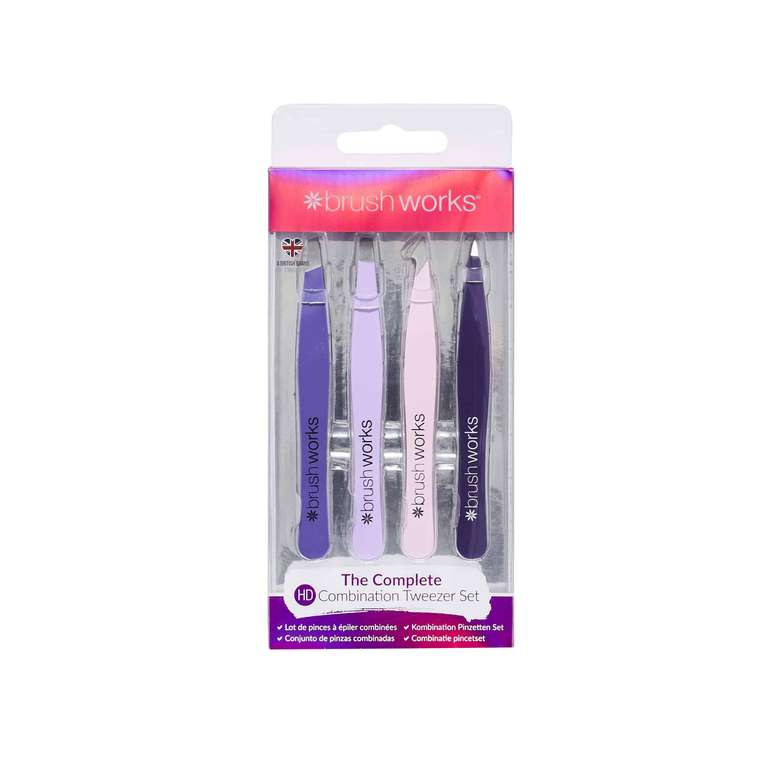 Brushworks HD 4 Piece Combination Tweezer Set Mixed - £3.89 in-store, or £7.64 delivered @ Bodycare