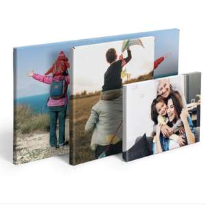 Square personalised 20 x 20cm personalised canvas lite print £4.99 delivered with Three+ rewards code @ Photobox