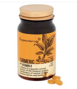 Tumeric 1000MG 30s Plus Vitamin D £1.06 & 3 For 2 Free Click & Collect @ Superdrug