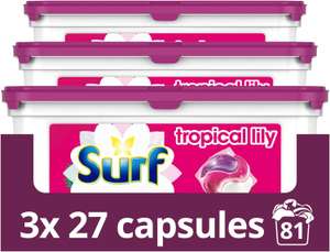 Surf Tropical Lily 3 in 1 Capsules Washing Capsules 3 x 27 Capsules (81 Washes) - Discount Applied At Checkout