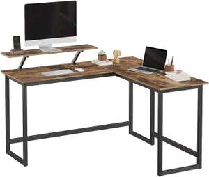 Vasagle L-Shaped Corner Computer Desk with Screen Stand W/Code