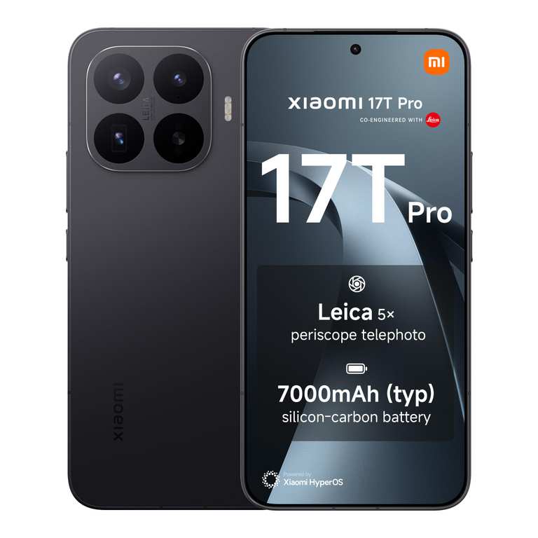 XIAOMI 17T Pro Smartphone 12+512GB Black 6.83" 144Hz Display, Unlocked