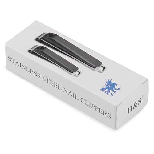 H&S Nail Clippers 2 Pcs Nail Cutter Set Toenail Fingernail Clippers Kit with Catcher File for Thick Nails - sold by H&S Alliance UK FBA