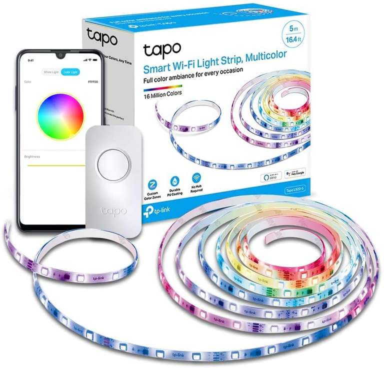 TP-Link Tapo L920-5 Smart LED Light Strip, 5m, Wi-Fi App Control RGB Multicolour LED Strip, PU Coating, Alexa & Google Home £19.99 @ Amazon