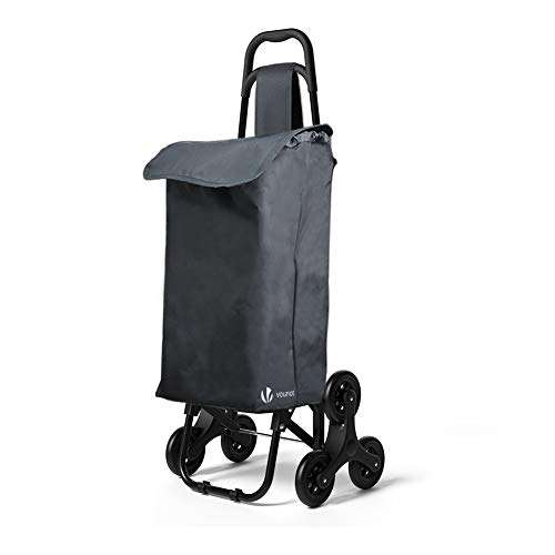 VOUNOT Folding Shopping Trolley on 6 Wheels, Stair Climbing Shopping Cart, Grocery Trolley - £24.60 @ Amazon