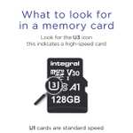 Integral 128GB Micro SD Card 4K Video Premium High Speed Memory Card SDXC Up to 100MB s Read and 50MB s Write speed V30 C10 U3 UHS-I A1