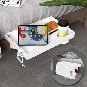 SPACEKEEPER Folding Bedside Shelf with Cupholder W/code + Voucher, Sold By Lubo