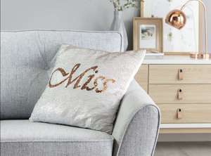 Miss to Mrs Sequin Cushion £3.50 free click & collect @ Argos