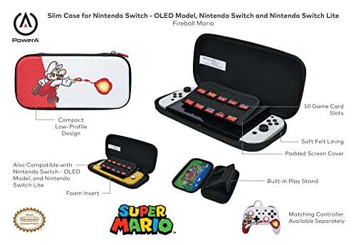 PowerA Slim Case for Nintendo Switch - OLED Model, Nintendo Switch or Nintendo Switch Lite - Fireball Mario - £7.99 @ Amazon