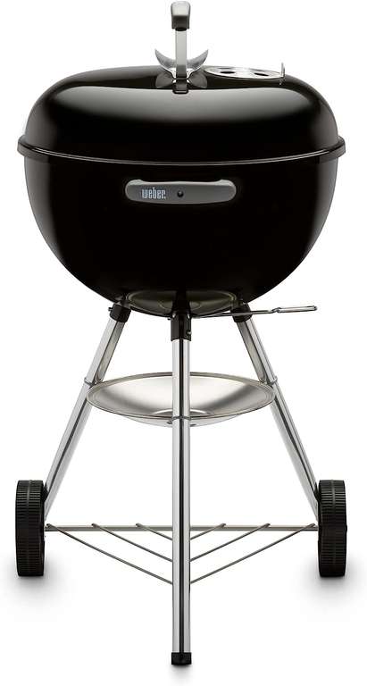 Weber Classic Kettle Charcoal Grill 47cm - Lidded Grill, Built-in Thermometer, Legs and Wheels - Black