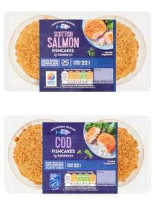 Sainsbury's Fishcakes Scottish Salmon or MSC Cod x2 270g (Nectar Price)