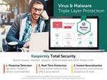Kaspersky Total Security 2023 10 Devices 2 Years Antivirus, Secure VPN and Password Manager PC/Mac/Android | UK Online Code £25.99 @ Amazon