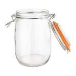 Vogue Clip Top Round Glass Jar - 1000 ml / 1 Litre, Preserve Jar, Reusable Jam Jar, Airtight Food Storage, Kitchen Preserving and Pickling
