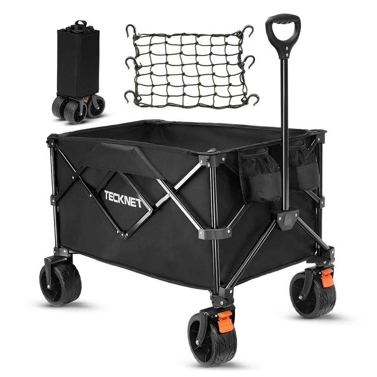 TECKNET Folding Trolley Cart, Detachable Wagon Cart Max Load 180L/150kg with code