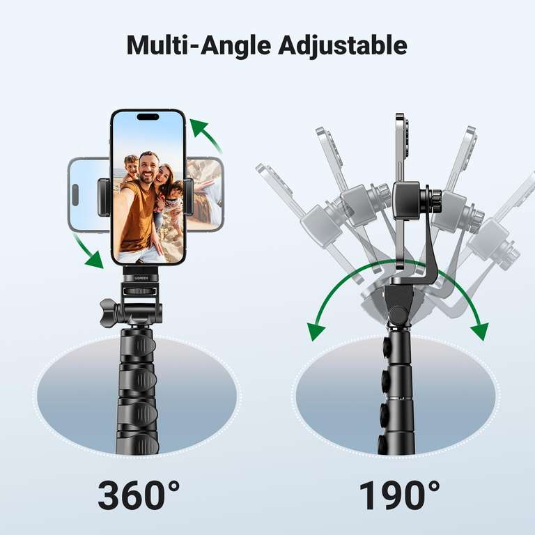 UGREEN iPhone Tripod Stand 70" with Bluetooth Remote, 1.8m Tall, Adjustable 360° Holder - w/voucher - Sold by UGREEN GROUP LIMITED UK / FBA